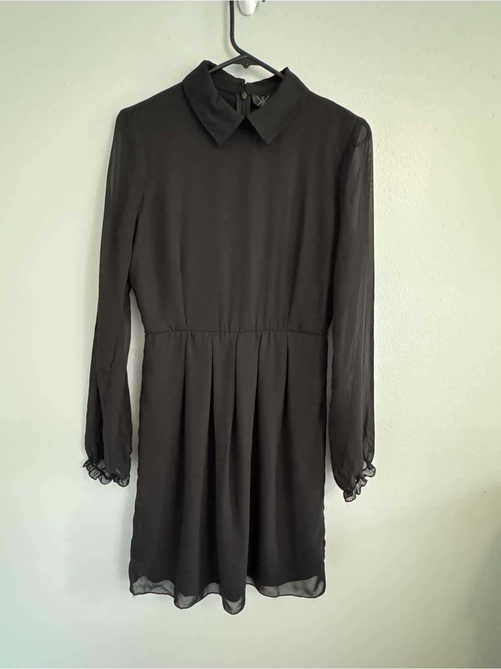 Kardashian Kollection NWT Women’s Medium Sheer Black Mini Dress Collared Neck